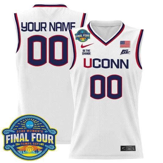 Custom UConn Huskies Jersey 2025 Big Eat Final Four Patch Stitched White by My store basketball
