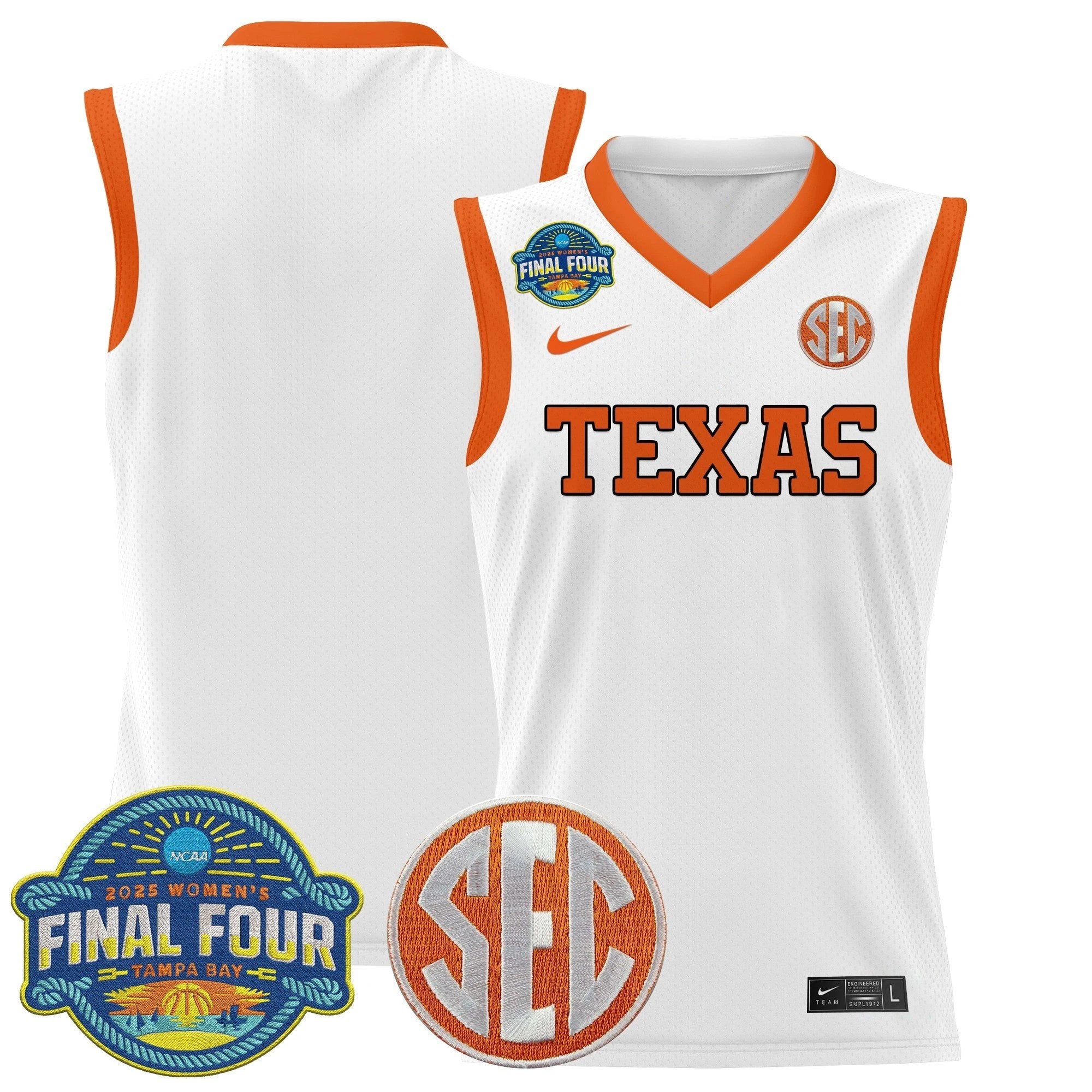 Team Jersey Texas Longhorns 2025 Sec Final Four Patch Stitched White by My store basketball