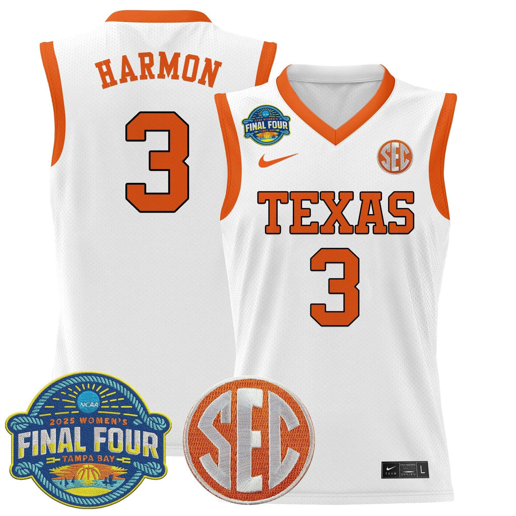 Rori Harmon Jersey #3 Texas Longhorns 2025 Sec Final Four Patch White by My store basketball