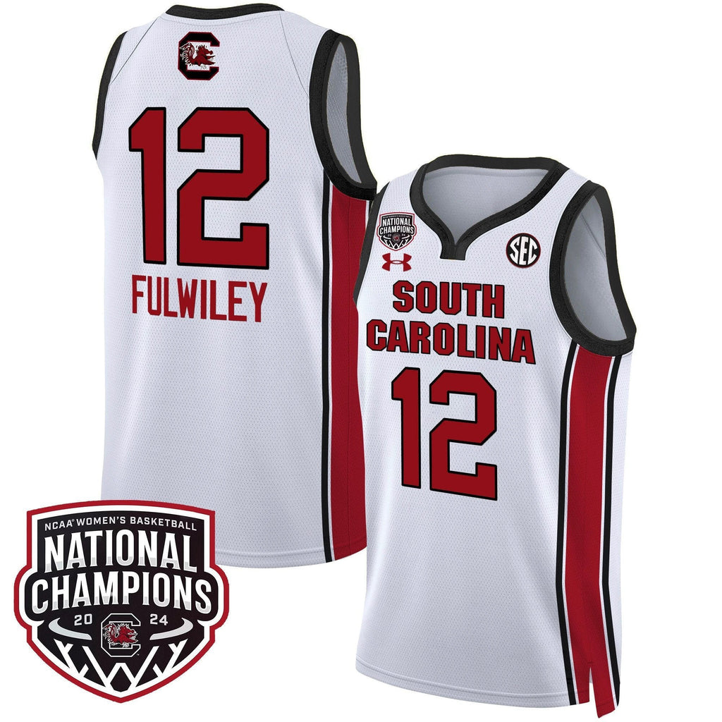 MiLaysia Fulwiley Jersey #12 South Carolina Gamecocks Basketball 2024 National Champions All Stitched White by My store basketball