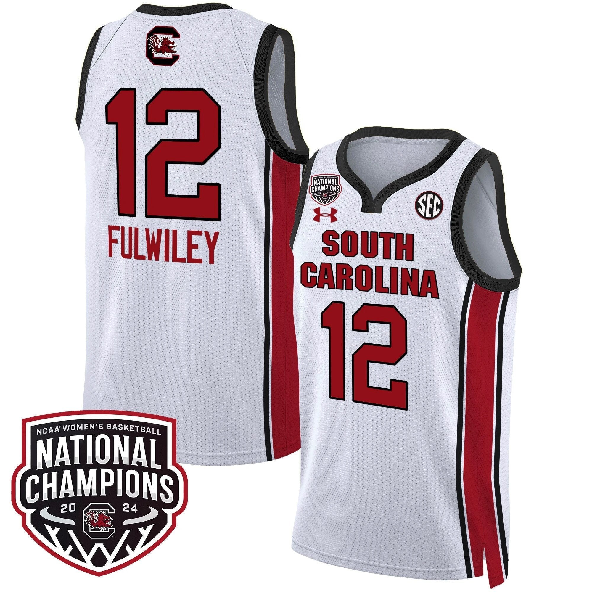 MiLaysia Fulwiley Jersey #12 South Carolina Gamecocks Basketball 2024 National Champions All Stitched White by My store basketball