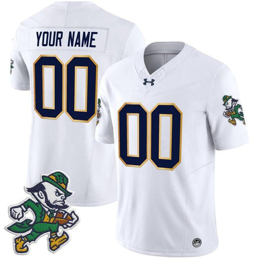 Custom Notre Dame Jersey Name, Number 2025 Gridiron Leprechaun Edition White by My Store NCAA Football Jerseys