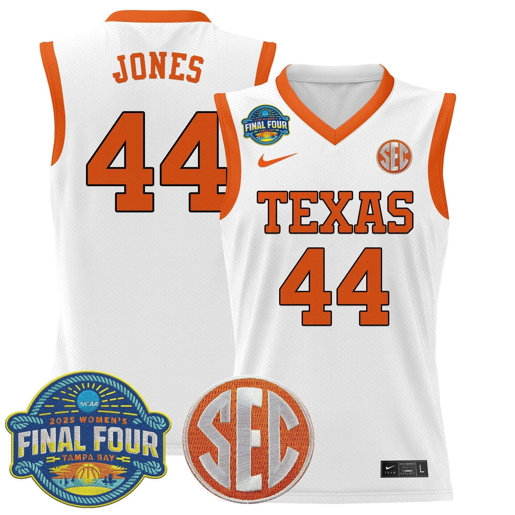 Taylor Jones Jersey #44 Texas Longhorns 2025 Sec Final Four Patch White by My store basketball