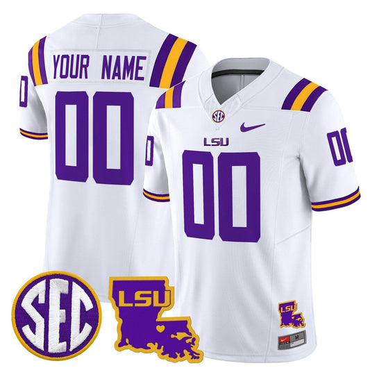 Custom LSU Tigers Jersey Name, Number 2025 Louisiana Patch Stitched White by My Store
