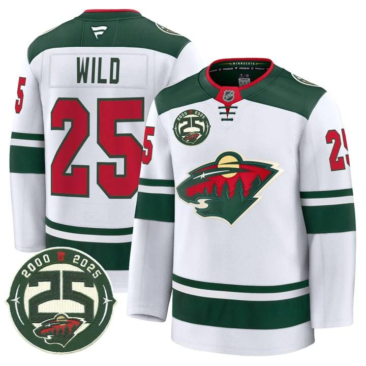 Wild Jersey #25 Minnesota Wild 25th Anniversary Patch Stitched by Hockey David