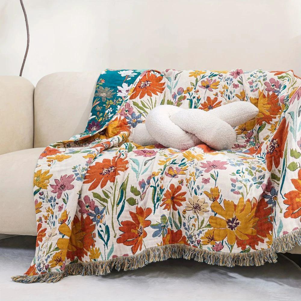 Wildflower Garden Cotton Blanket by Casa & Beyond