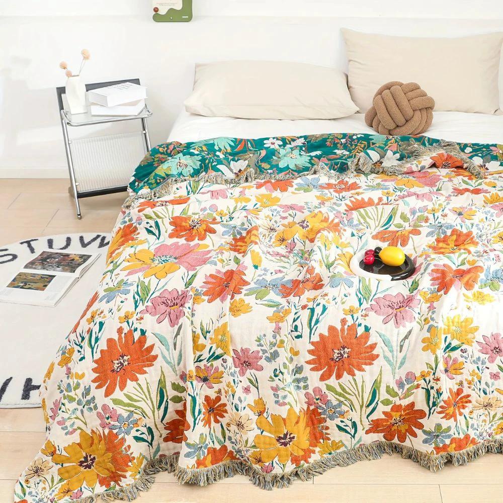 Wildflower Garden Cotton Blanket by Casa & Beyond