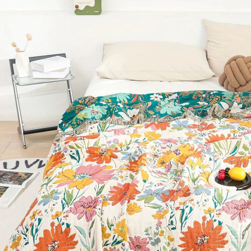 Wildflower Garden Cotton Blanket by Casa & Beyond