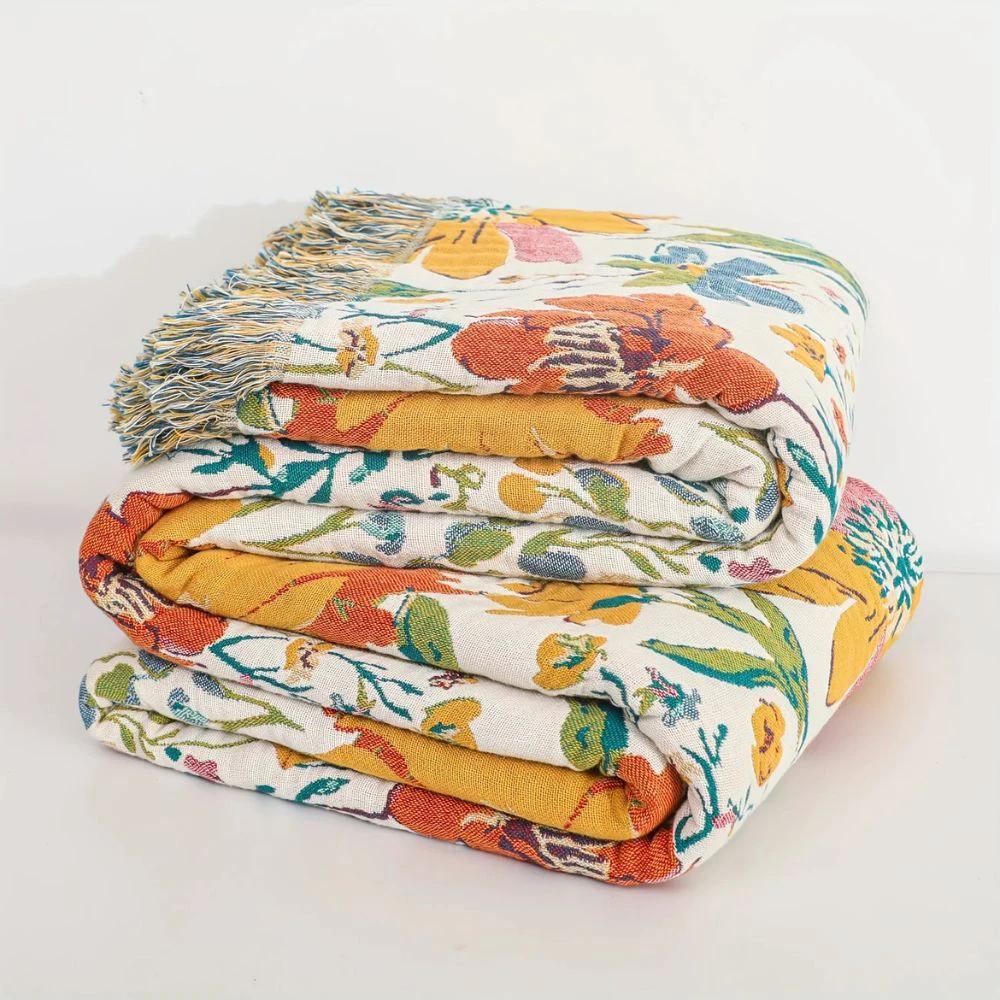 Wildflower Garden Cotton Blanket by Casa & Beyond
