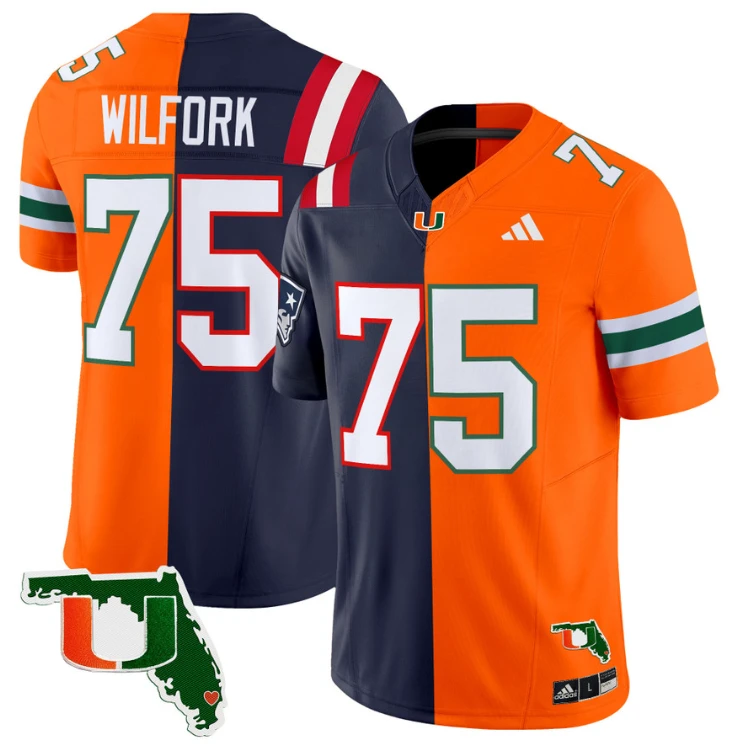 Wilfork Jersey #75 Miami Hurricanes Split Vapor Limited Football Stitched by NCAA Football Jersey