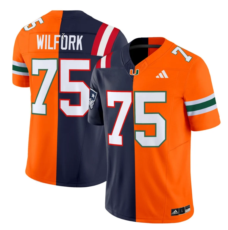 Wilfork Jersey #75 Miami Hurricanes Split Vapor V2 Football Stitched by NCAA Football Jersey