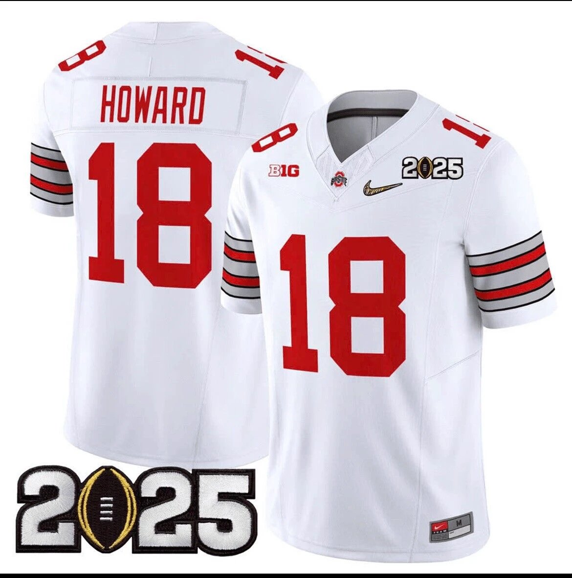 Will Howard Jersey #18 Ohio State Natty 2025 Patch Stitched White by NCAA Football Jersey