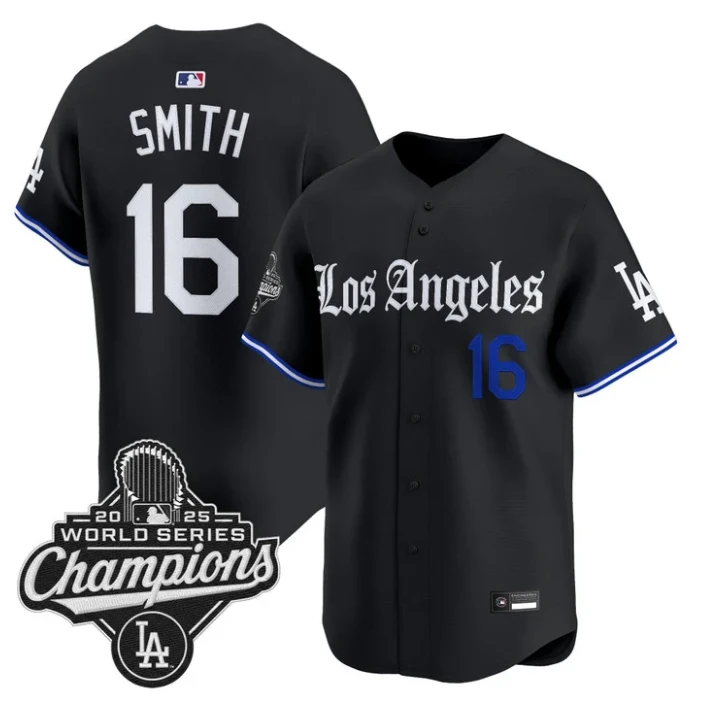 Will Smith Jersey #16 Los Angeles Dodgers Gothic Edition Vapor Premier Stitched by My Store