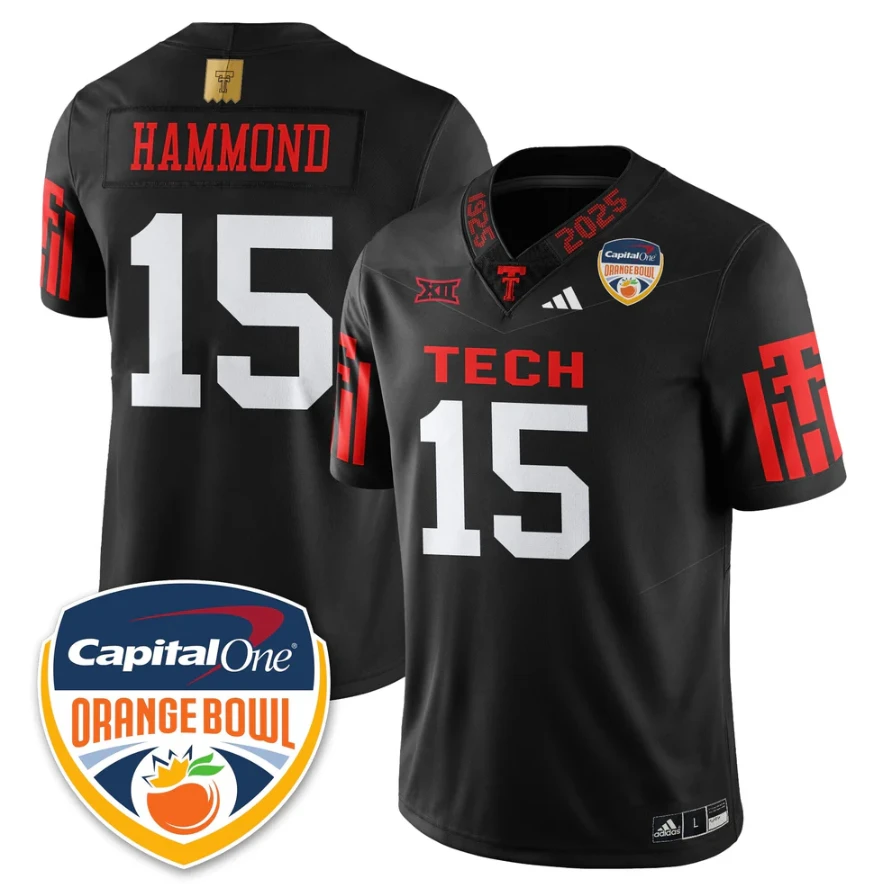 Will Hammond Jersey #15 Texas Tech Red Raiders Orange Bowl Stitched by My Store NCAA Football Jerseys