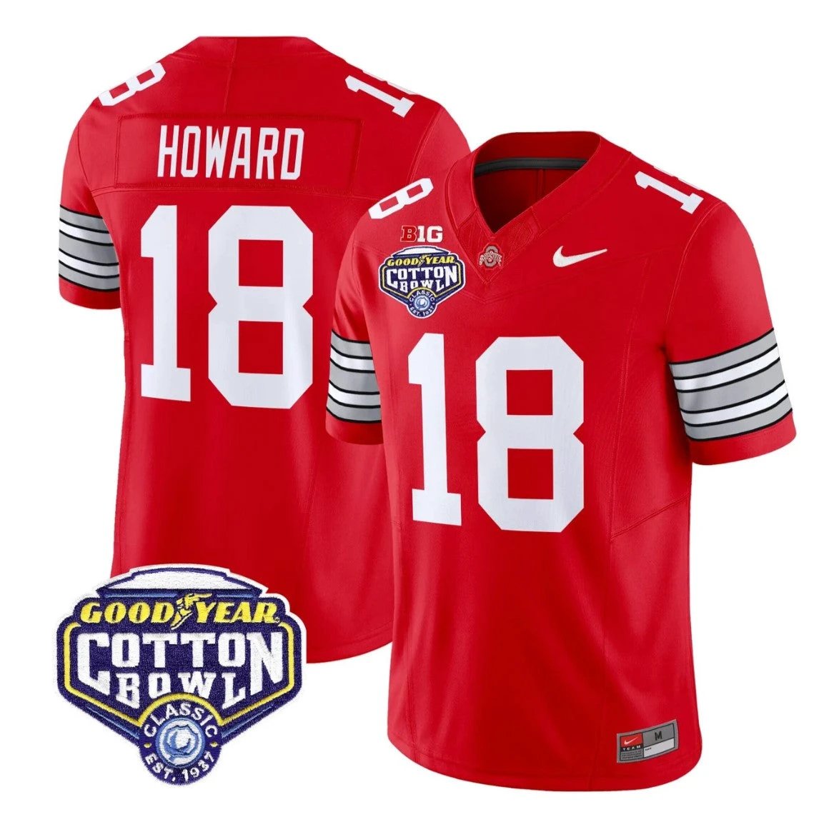 Will Howard Jersey #18 Ohio State Heritage Stripe 2025 Cotton Bowl Stitched by My Store NCAA Football Jerseys