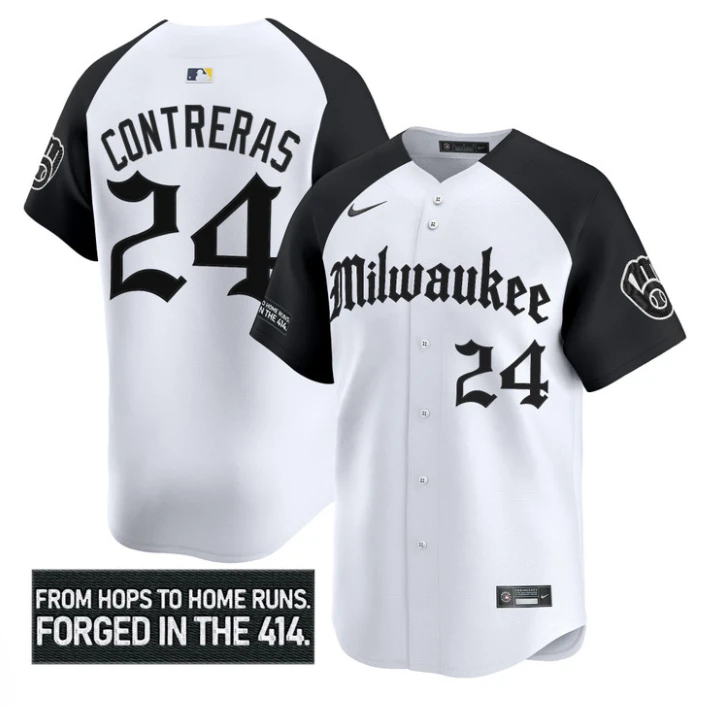 William Contreras Jersey #24 Milwaukee Brewers Gothic 414 Shadows Edition by My Store
