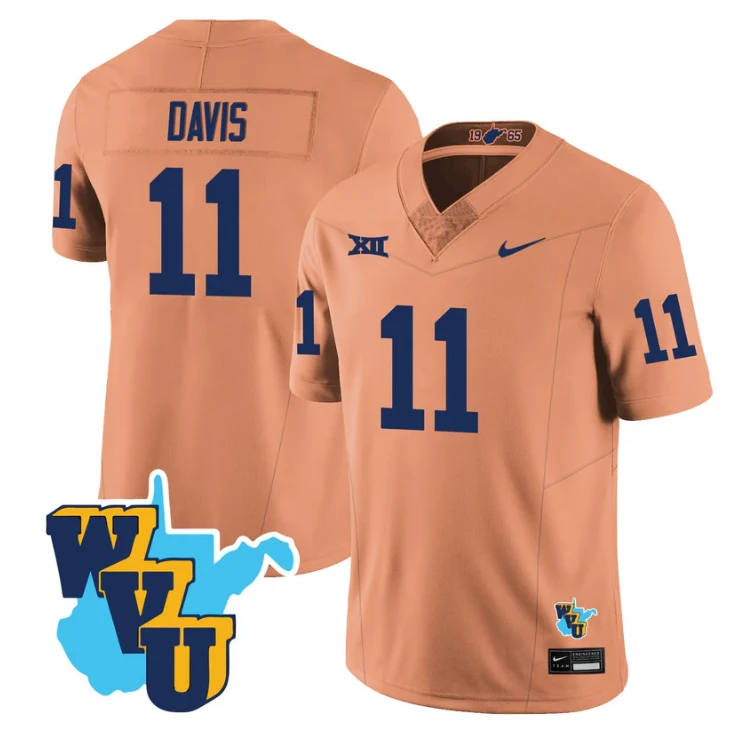 William Davis Jersey #11 West Virginia Mountaineers 1965-2025 Throwback Gold by NCAA Football Jersey