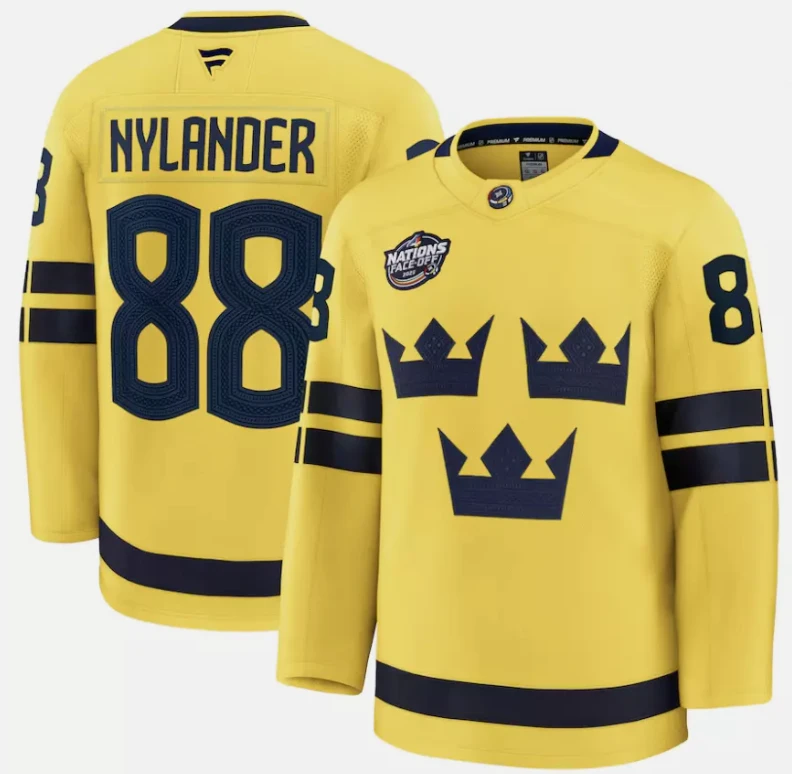 William Nylander Jersey #88 Sweden Yellow 2025 4 Nations Face-Off Stitched by Hockey David