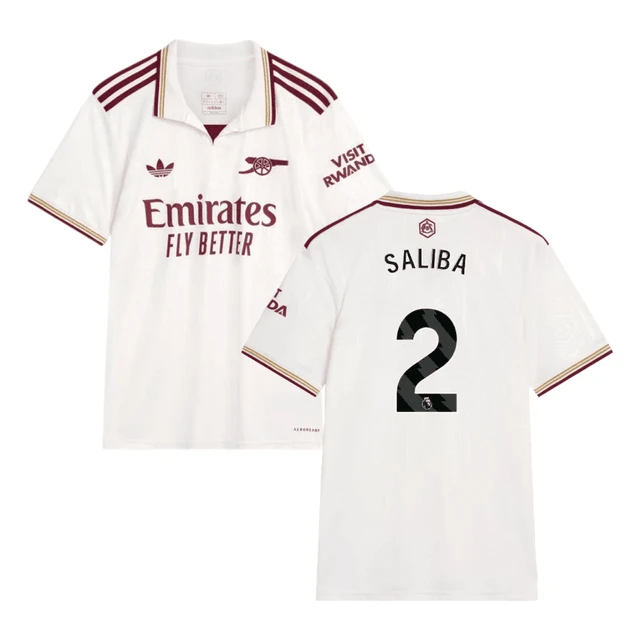 William Saliba #2 Arsenal 2025-26 Third Jersey – Cream by Soccer Jersey