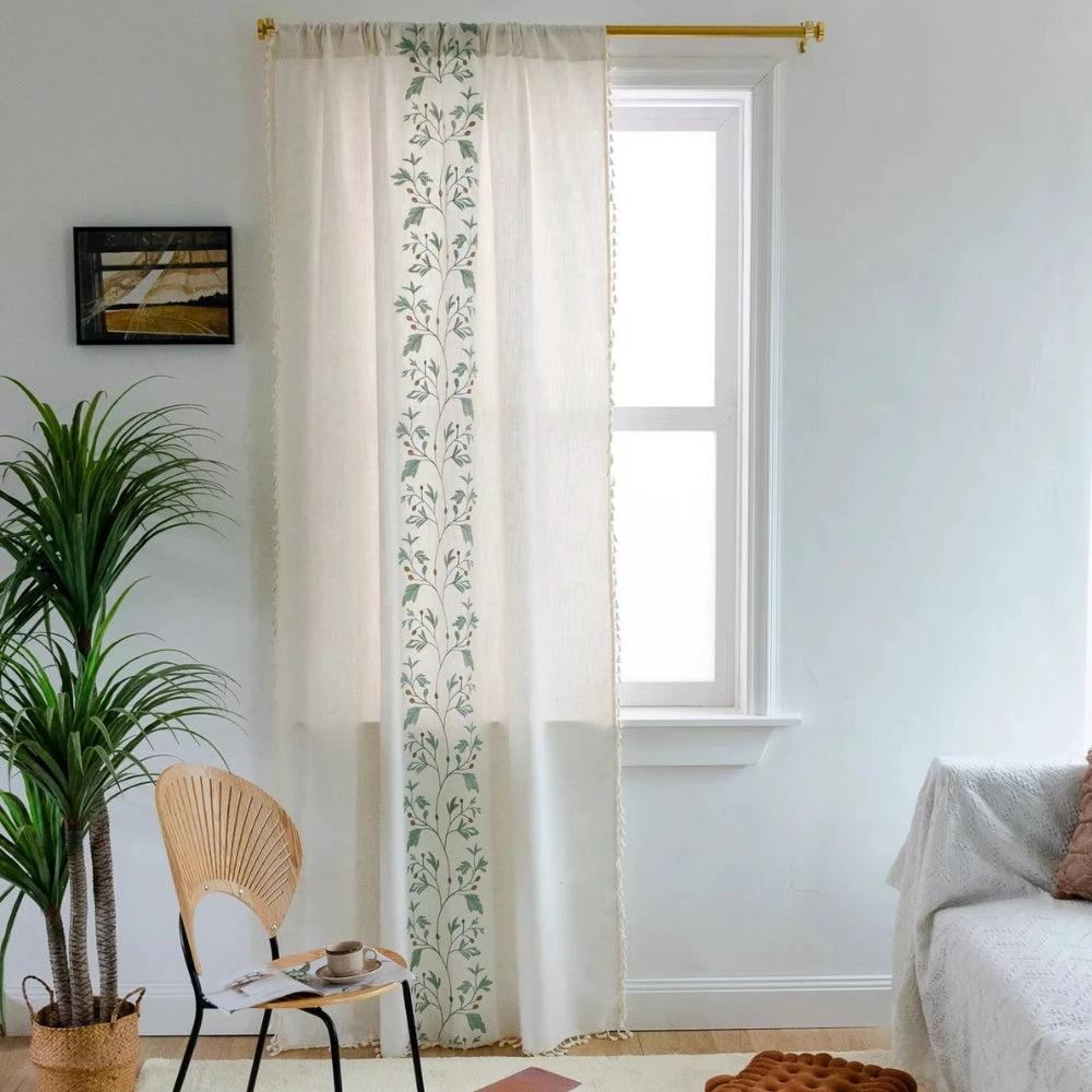 Willow Floral Elegance Tassel Curtain by Casa & Beyond