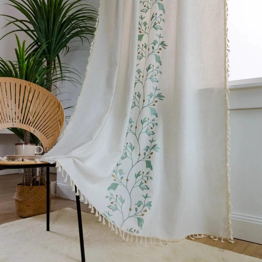 Willow Floral Elegance Tassel Curtain by Casa & Beyond