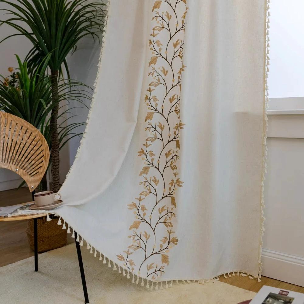 Willow Floral Elegance Tassel Curtain by Casa & Beyond