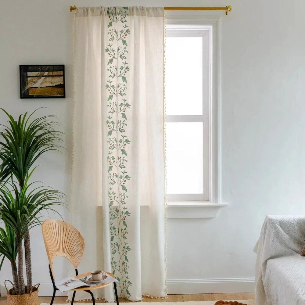 Willow Floral Elegance Tassel Curtain by Casa & Beyond