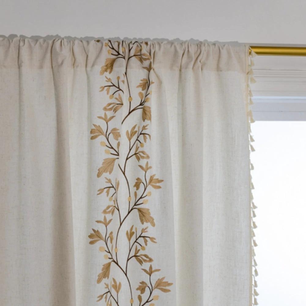 Willow Floral Elegance Tassel Curtain by Casa & Beyond