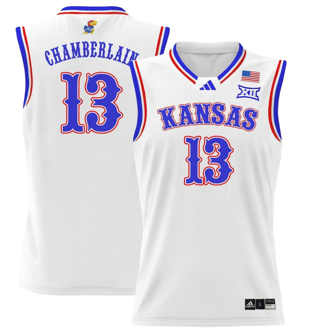 Wilt Chamberlain Jersey #13 Kansas Jayhawks 2024 Lightweight Basketball White by My store basketball