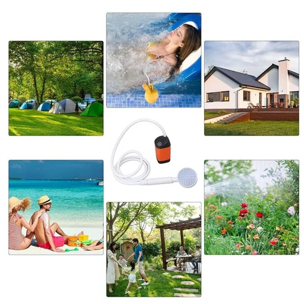 Portable Camping Shower with Pump – USB Rechargeable, 4400mAh Battery, Compact & Easy Setup by BowLift
