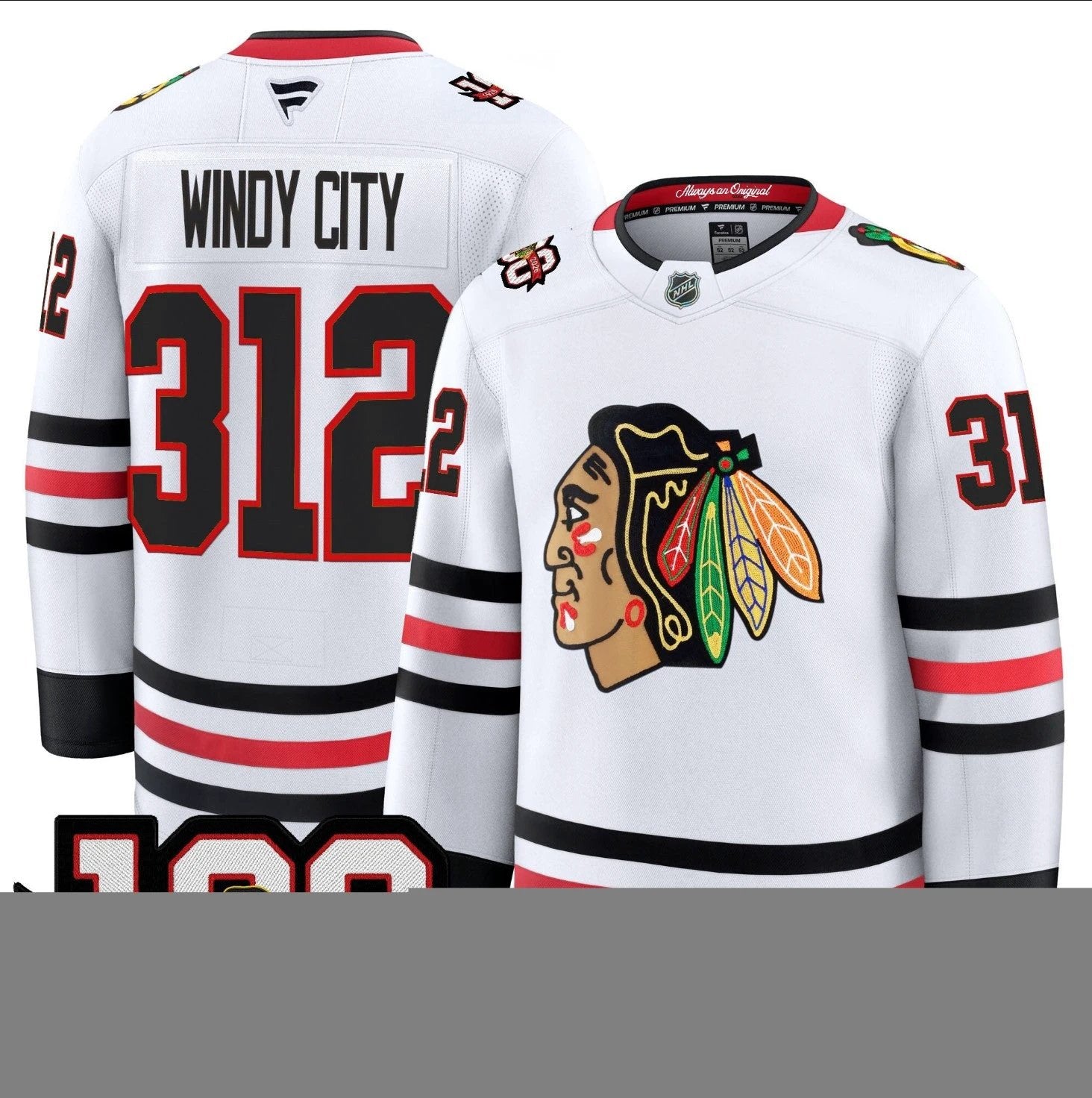 Windy City Jersey #312 Chicago Blackhawks 2025-26 Premium 100th Stitched by Hockey David