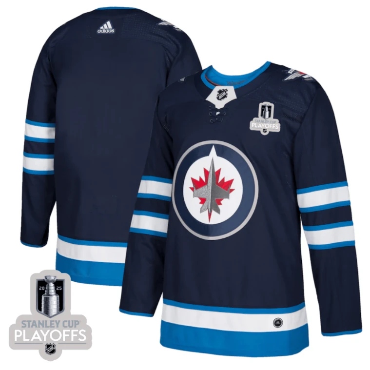 Winnipeg Jets 2025 NHL Playoffs Patch Home Men Jersey - Navy by Hockey David