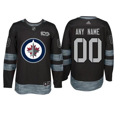 Winnipeg Jets Black 1917-2017 100th Anniversary Stitched NHL Custom Jersey by Hockey David