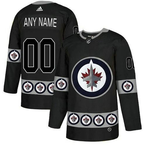 Winnipeg Jets Custom Black Team Logos Fashion Jersey by Hockey David