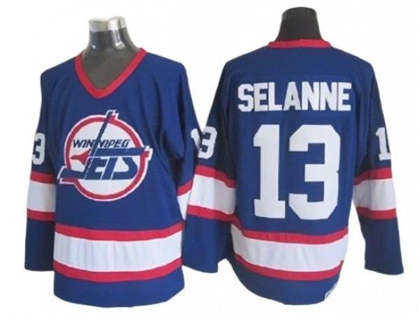 Winnipeg Jets #13 Teemu Selanne Blue 1992 Vintage CCM Jersey by Hockey David