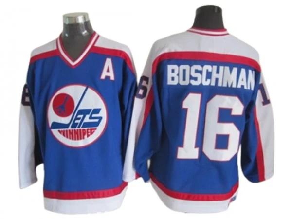 Winnipeg Jets #16 Laurie Boschman 1989 Vintage CCM Jersey - Blue by Hockey David