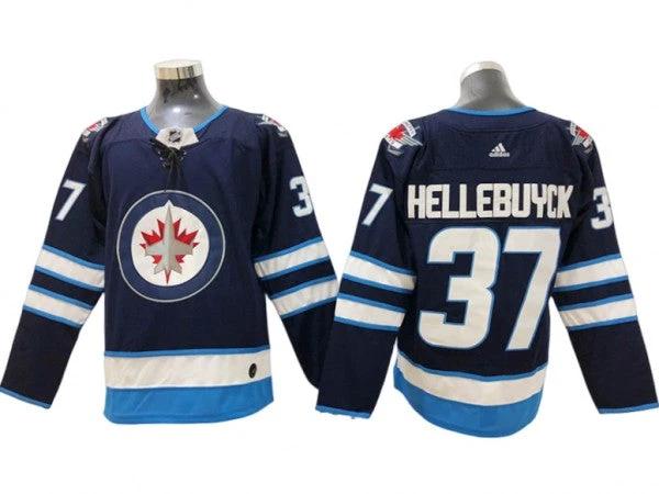 Winnipeg Jets #37 Connor Hellebuyck Navy Home Jersey by Hockey David