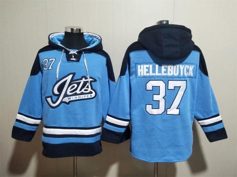Winnipeg Jets #37 Connor Hellebuyck Pullover Hoodie by Hoodie Pullover