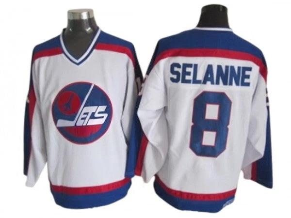 Winnipeg Jets #8 Teemu Selanne White 1989 Vintage CCM Jersey by Hockey David