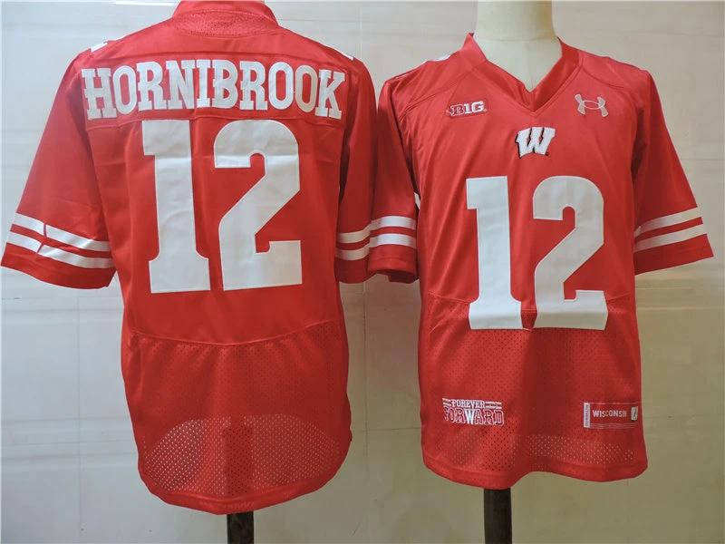 Wisconsin Badgers #12 Hornibrook College Football Jersey Red by My Store