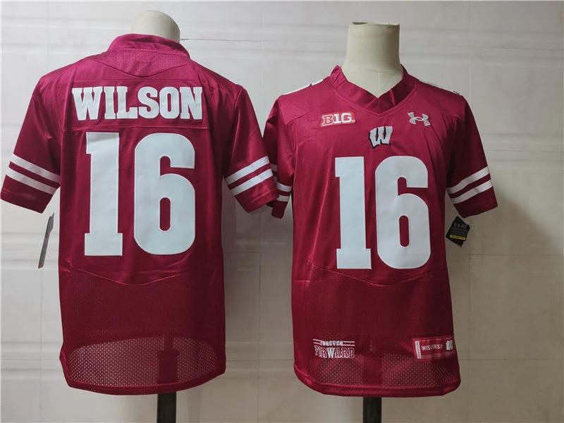 Wisconsin Badgers #16 Wilson College Football Jersey Red by My Store