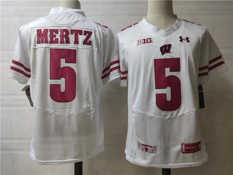 Wisconsin Badgers #5 Mertz College Football Jersey White by My Store