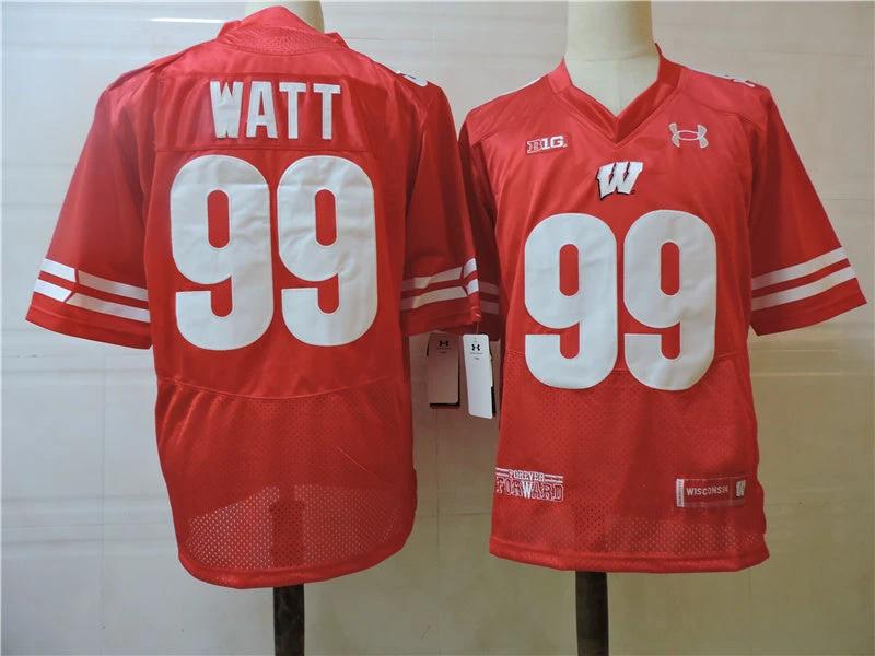 Wisconsin Badgers #99 Watt College Football Jersey Red by My Store