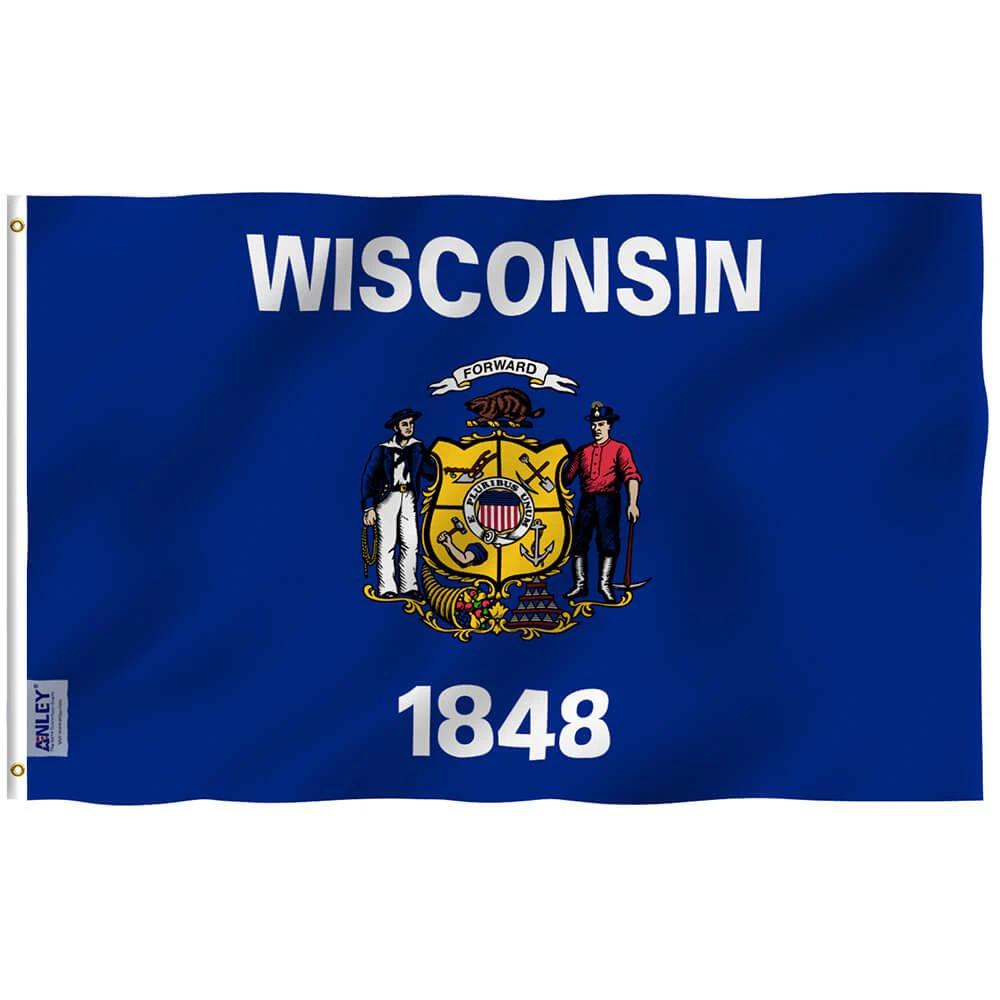 Wisconsin State Flag - Wisconsin WI Flag with Brass Grommets 3X5Ft Banner USA by flagsjustdoit