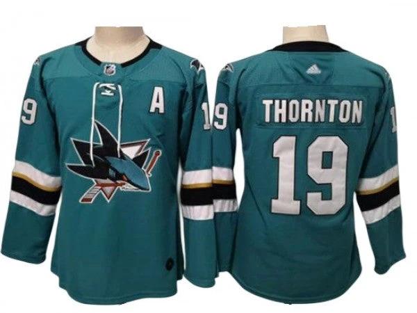 Women San Jose Sharks #19 Joe Thornton Jersey - Teal by Hockey David