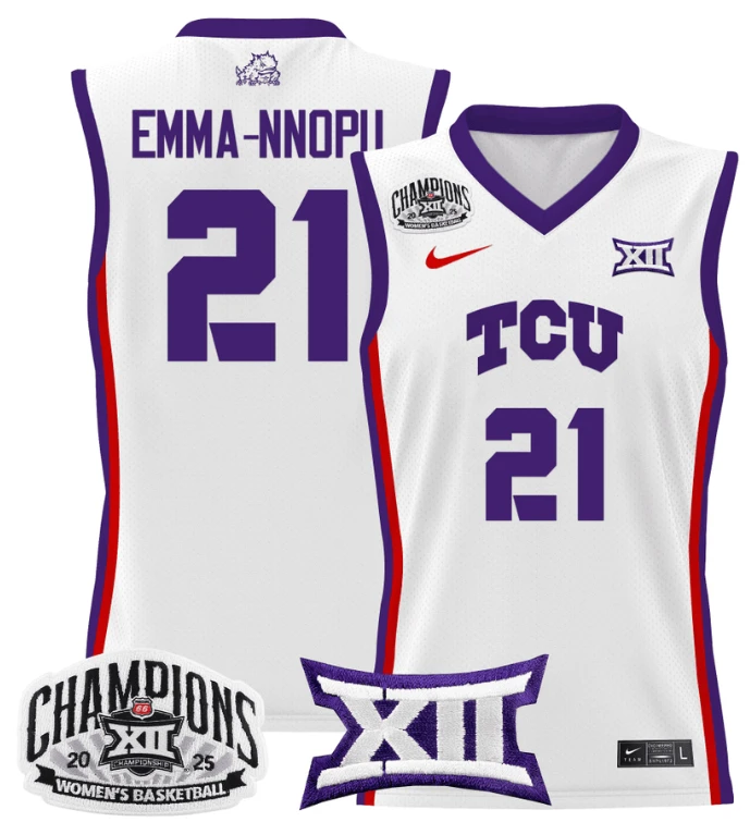 Women's Emma Nnopu Jersey #21 TCU Horned Frogs 2025 Champions White by My store basketball