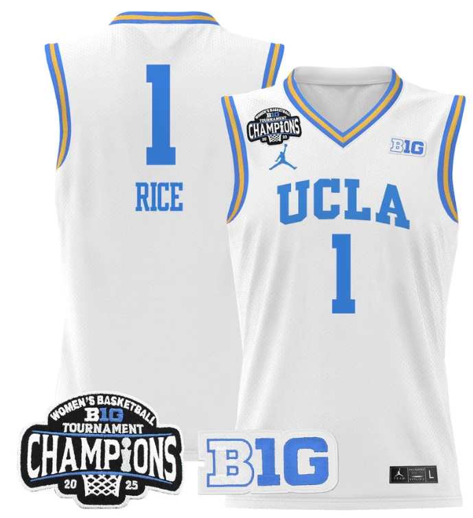 Women's Kiki Rice Jersey #1 UCLA Bruins 2025 Champions Basketball White by My store basketball