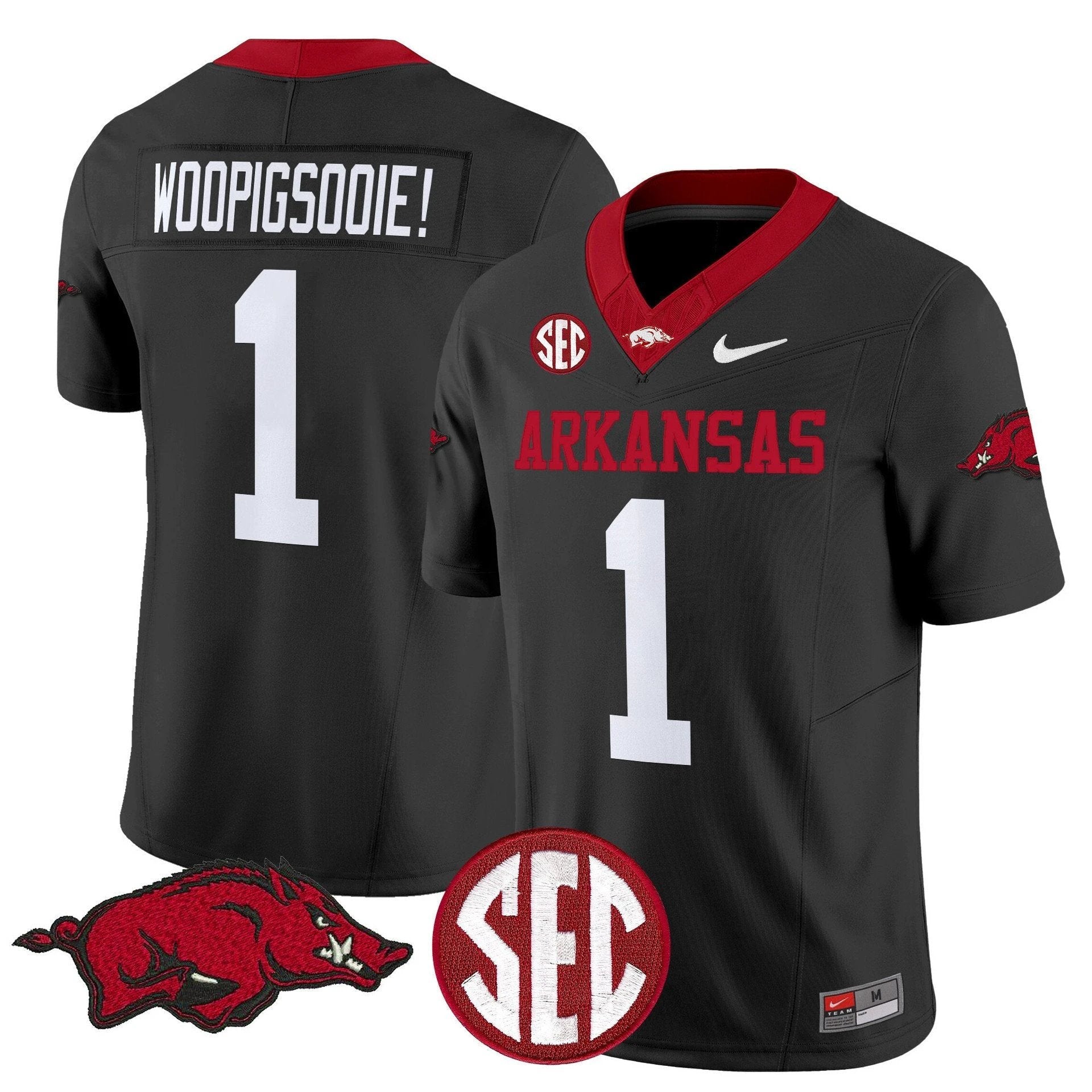 Woo Pig Sooie Jersey #1 Arkansas Razorbacks Limited Stitched Black by My Store
