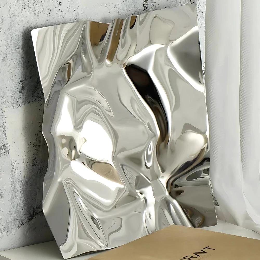 Wrinkled Stainless Steel Obsidian Tray by Casa & Beyond