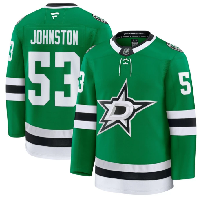 Wyatt Johnston Jersey #53 Dallas Stars Premium All Stitched Kelly Green by Hockey David
